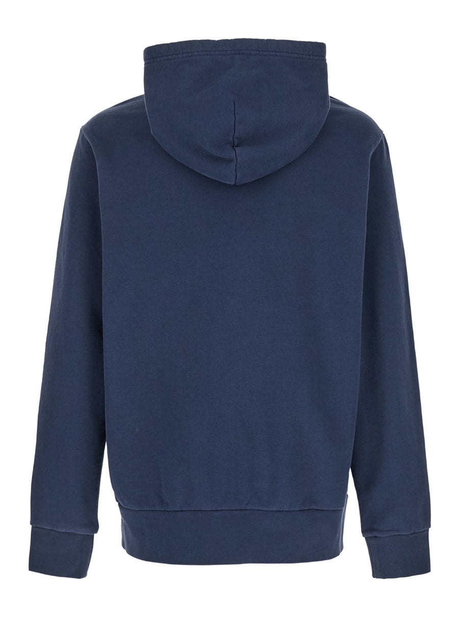 Hoodie With Pony Embroidery, Blue Cotton Sweatshirts