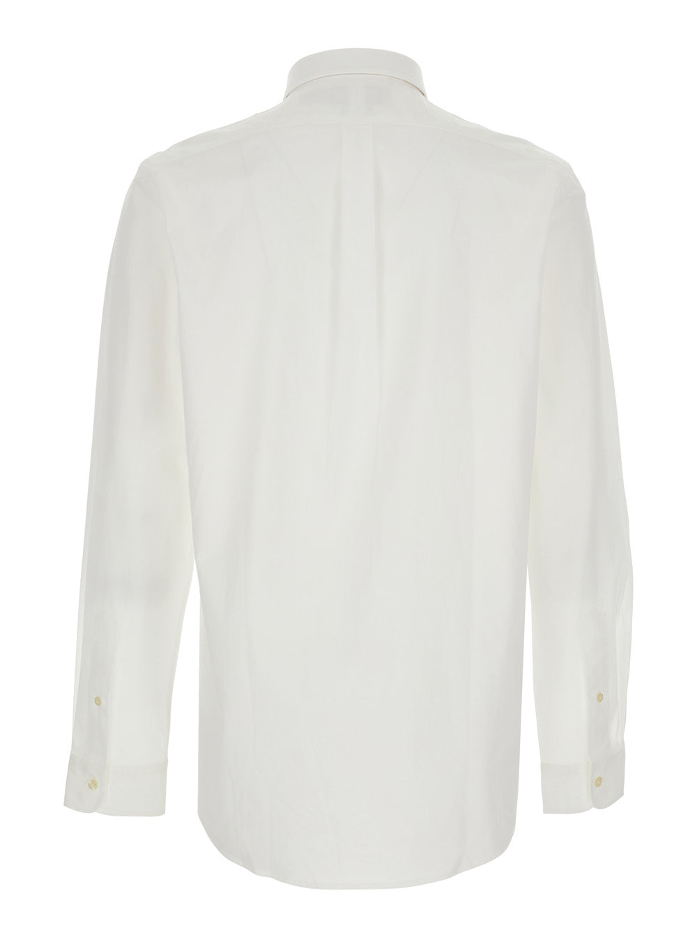 Slim Fit White Shirt With Button-Down Collar And Pony Embroidery On The Front Stretch Cotton For Men Blouses