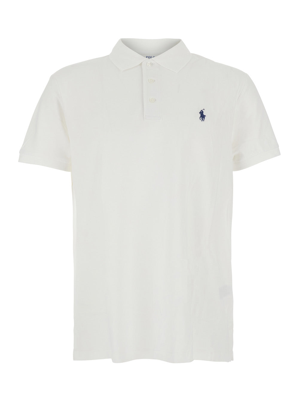Custom Fit White Polo Shirt With Classic Collar And Pony Embroidery On The Front Cotton For Men Tshirts