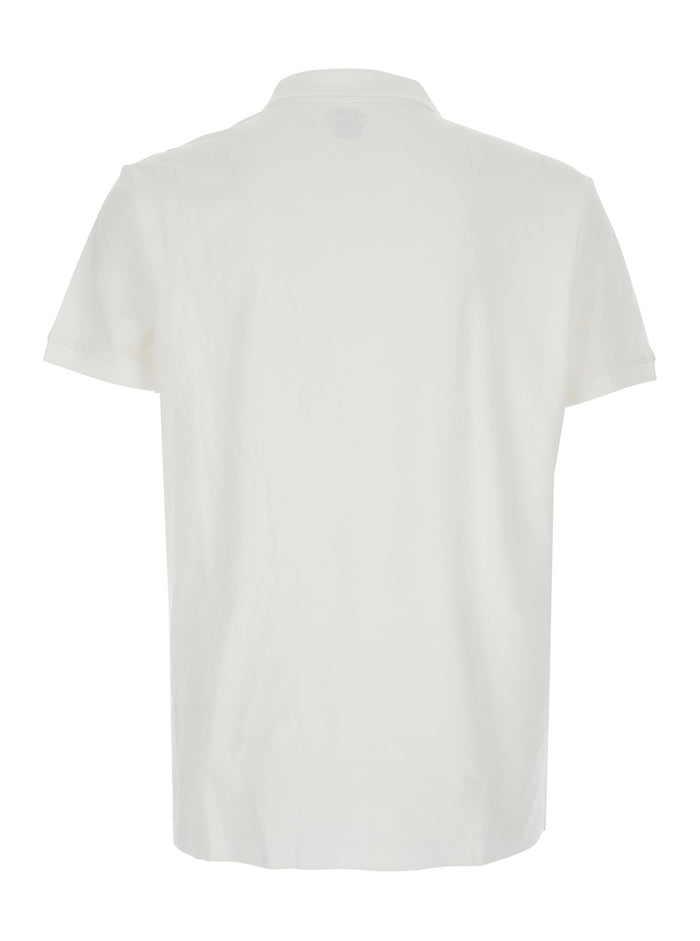 Custom Fit White Polo Shirt With Classic Collar And Pony Embroidery On The Front Cotton For Men Tshirts