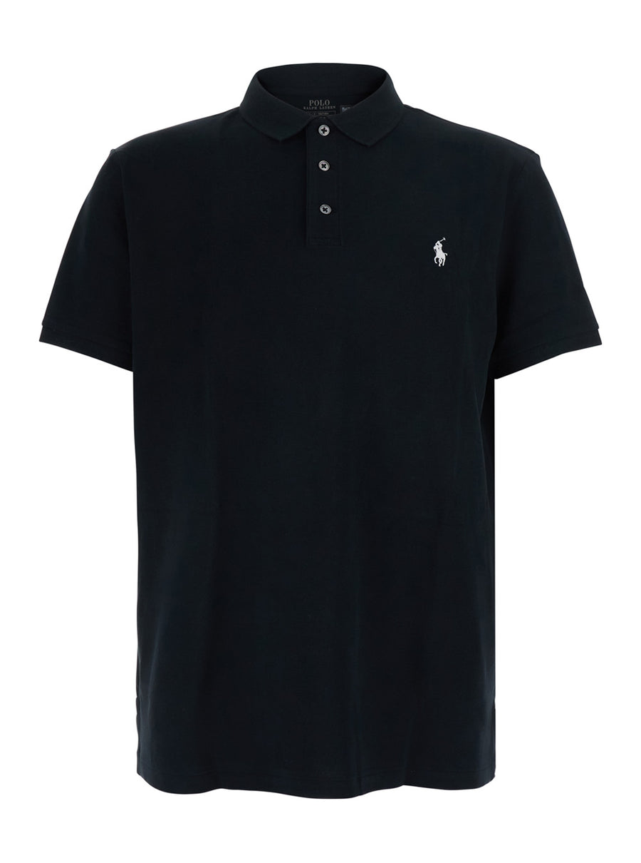 Polo Shirt Custom Fit Black Cotton T-shirts