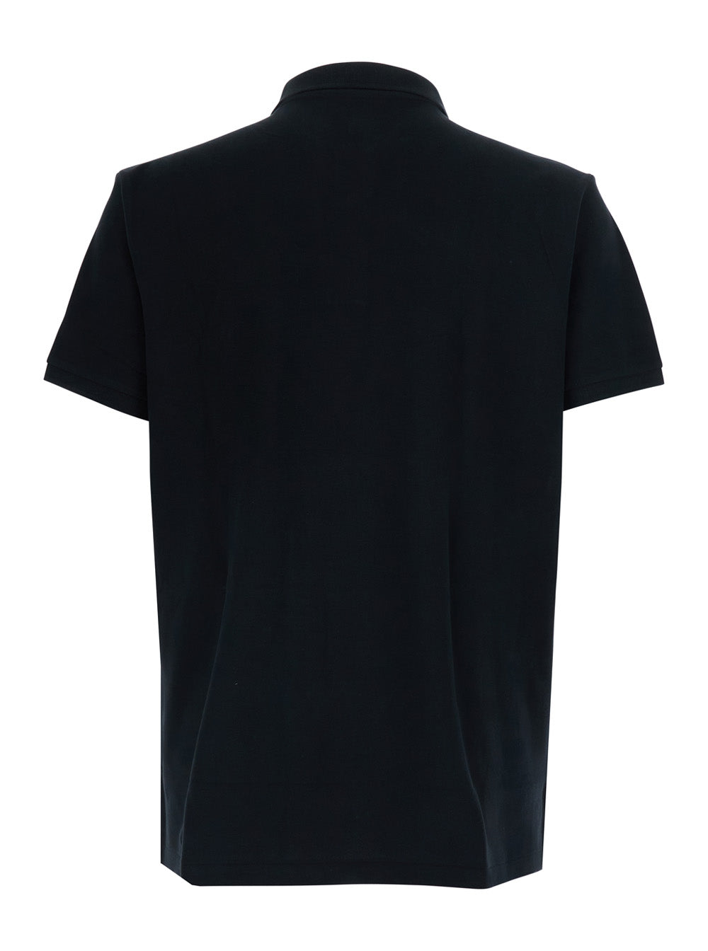 Custom Fit Black Polo Shirt With Classic Collar And Pony Embroidery On The Front Cotton For Men Tshirts