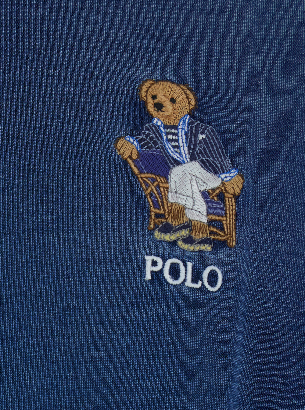 Blue Crew Neck T-Shirt With Logo Patch On The Front And Denim Effect Cotton For Men Blu Tshirts Polo Shirts