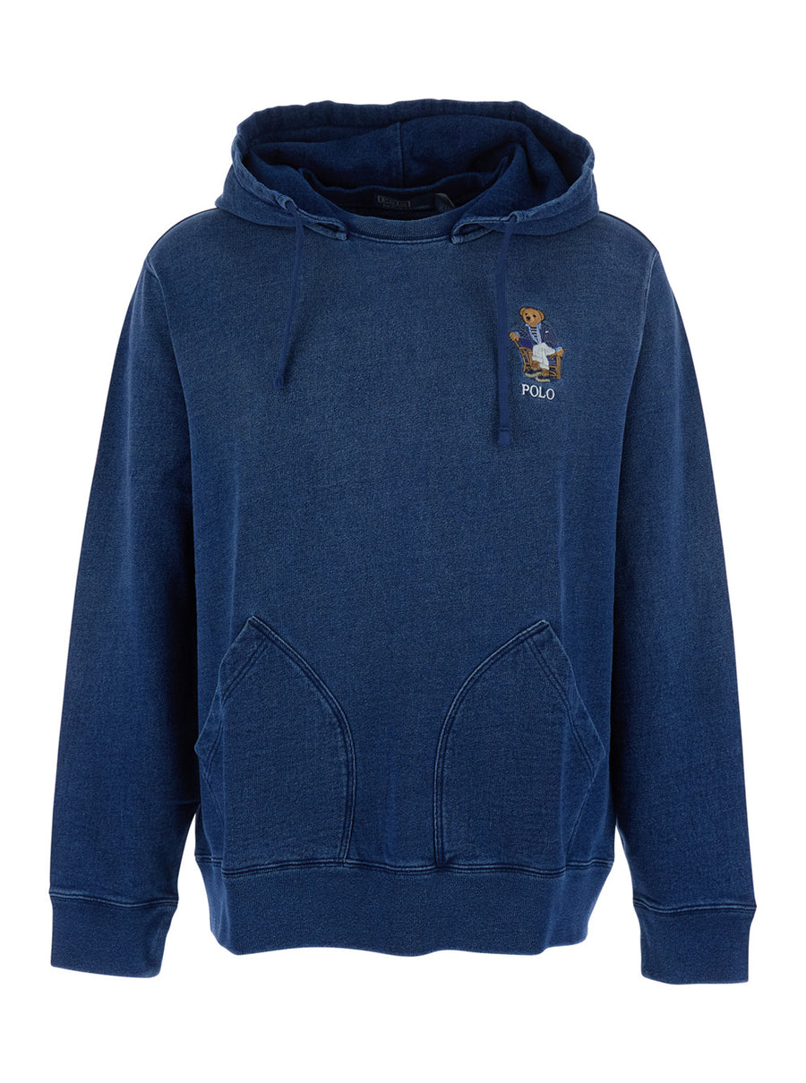 Hoodie Denim-Effect Cotton, Blue Sweatshirts