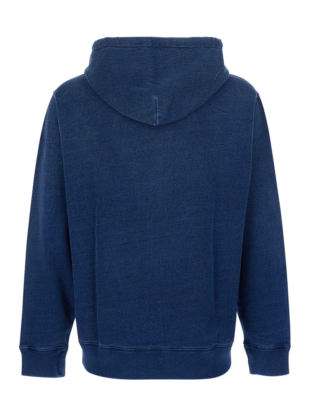 Blue Hoodie With Drawstring Hood And Logo Patch On The Front Denim Effect Cotton For Men Blu Sweatshirts