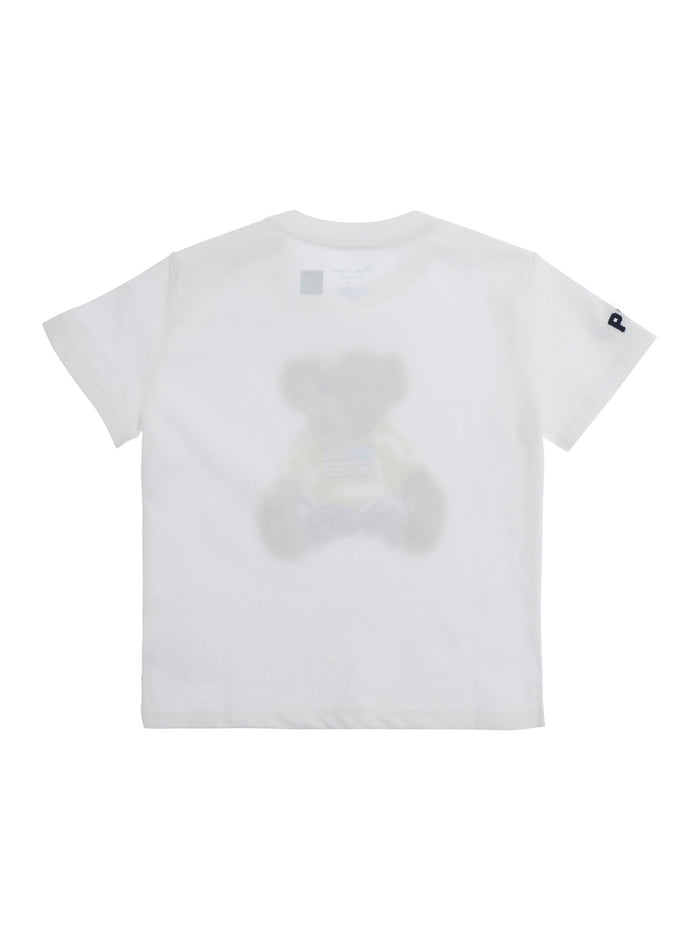 White T-Shirt With Round Neck And Logo On The Front Cotton Baby Tshirts Polo Shirts