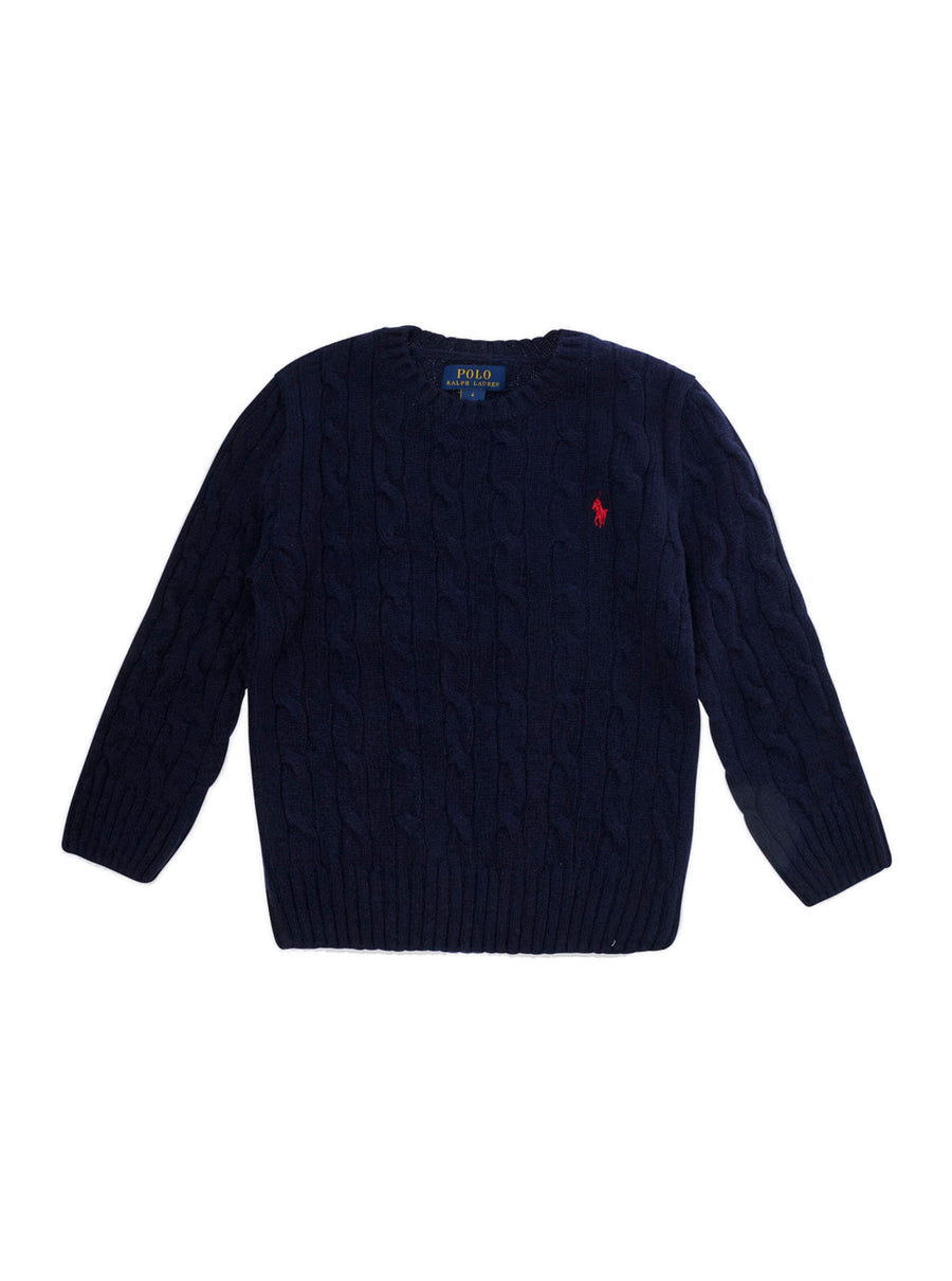 Crew Neck Wool-Cashmere Sweater Blue Tops