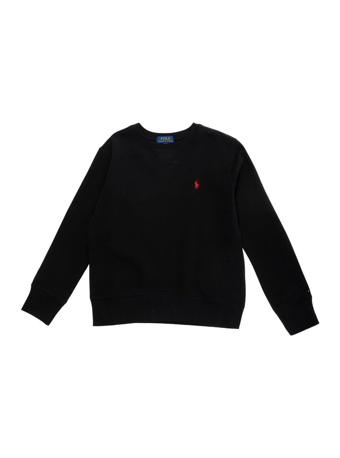 Sweatshirt With V-Neck And Pony Embroidery Cotton Blend Black Boy Sweatshirts