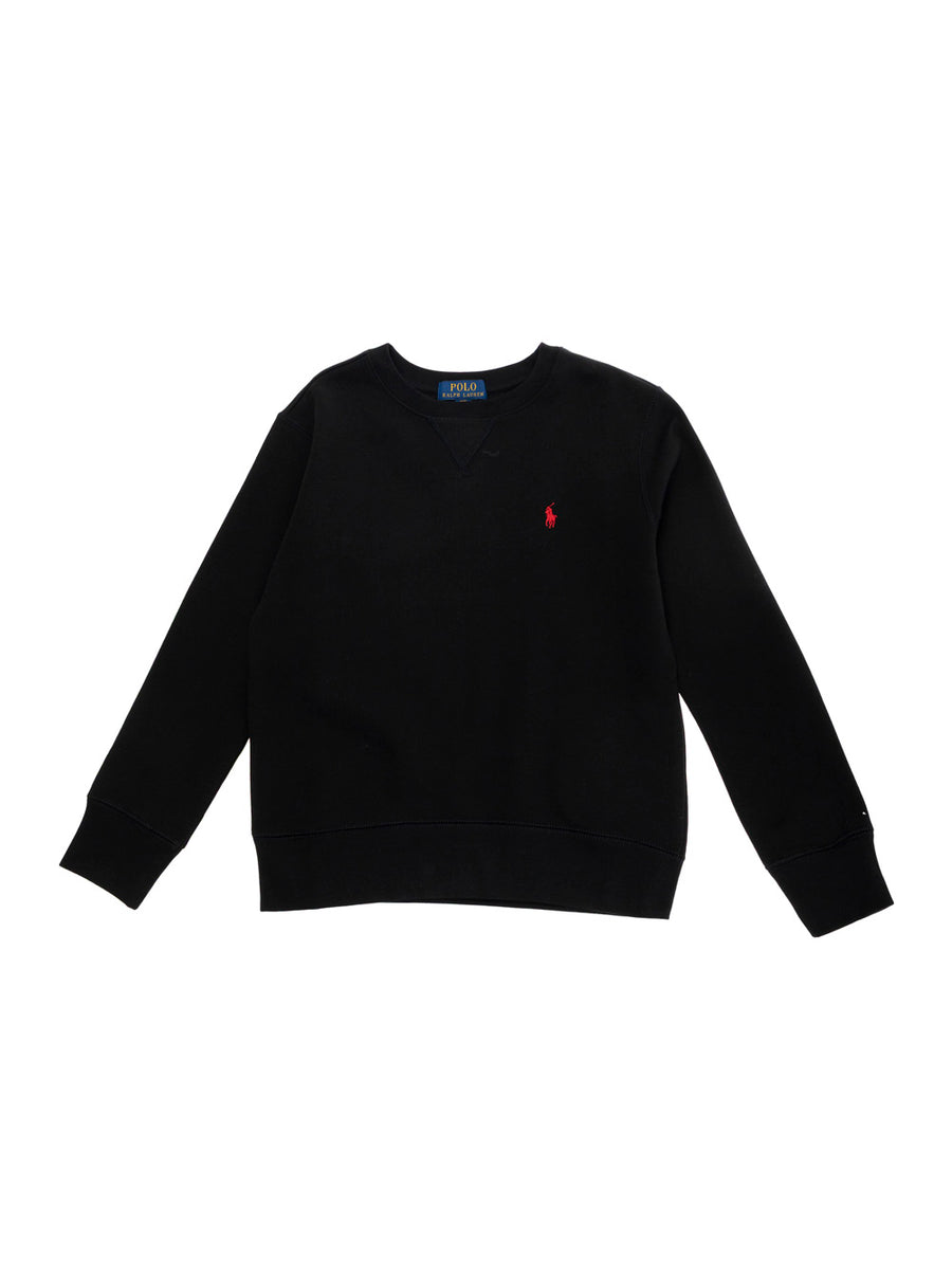 Sweatshirt V-Neck Black Cotton Blend Hoods & Sweatshirts