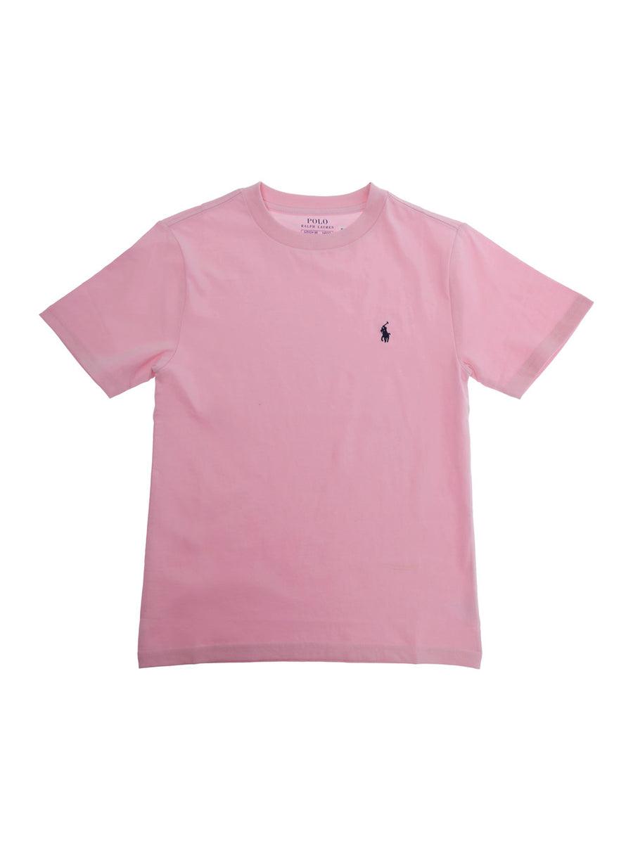 T-Shirt With Front Logo Pink Cotton T-shirts