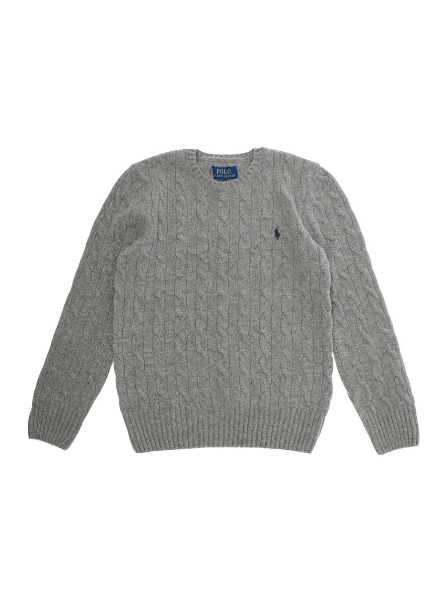 Crewneck Sweater Grey Wool-Cashmere Tops