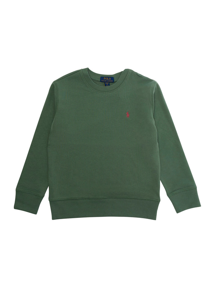 Green Sweatshirt With Pony On The Front And Long Sleeves Cotton Boy Sweatshirts