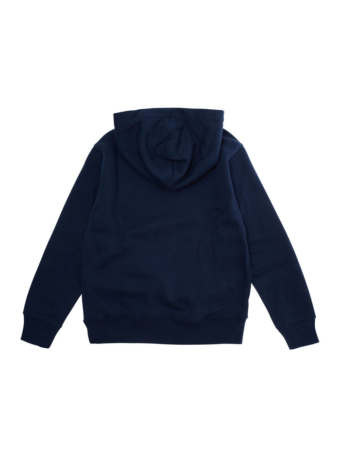 Blue Hoodie With Fixed Hood And Polo Bear Print On The Front Cotton Blend Boy Blu Recycled Polyester Sweatshirts