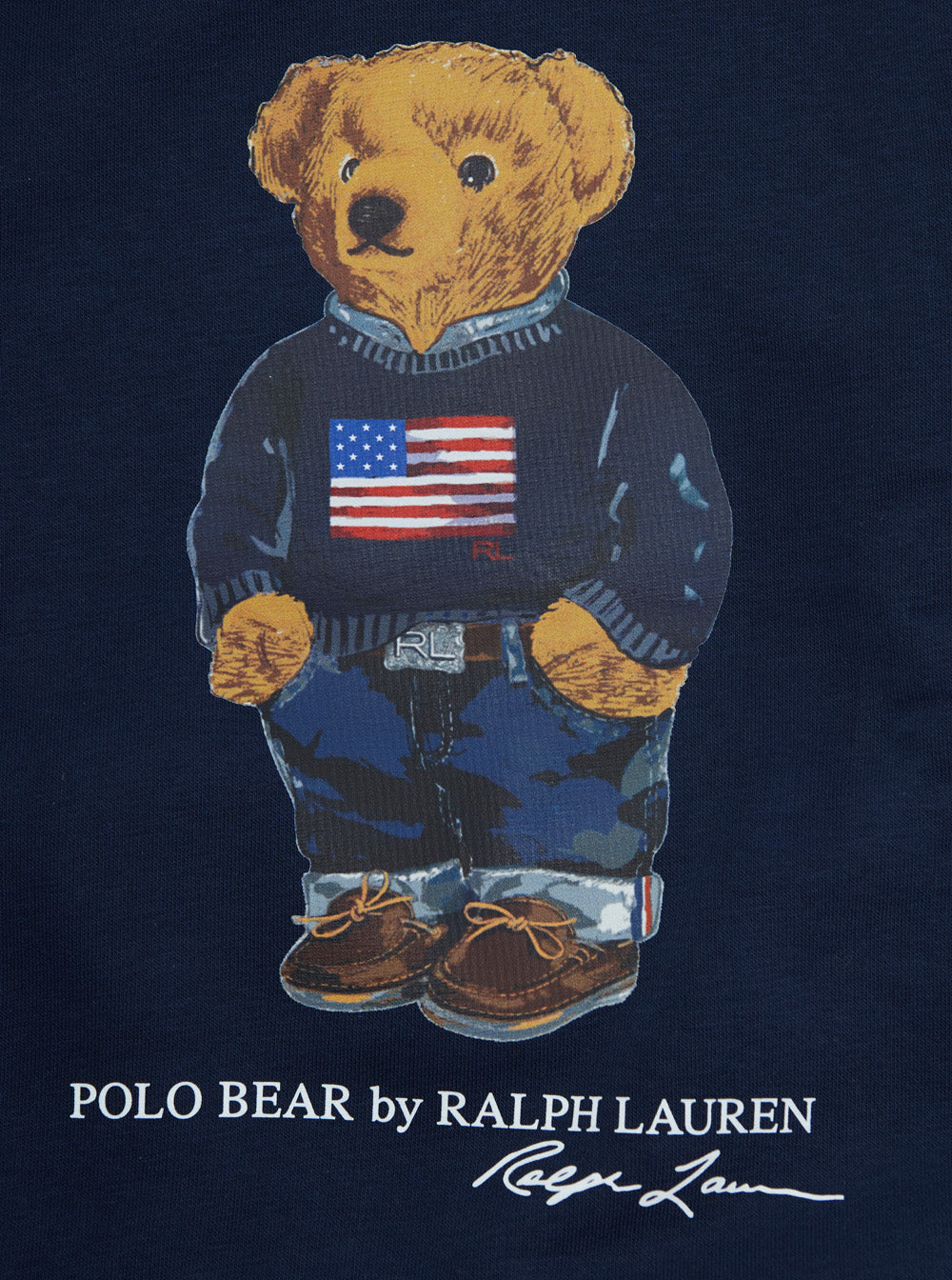 Blue Hoodie With Fixed Hood And Polo Bear Print On The Front Cotton Blend Boy Blu Recycled Polyester Sweatshirts