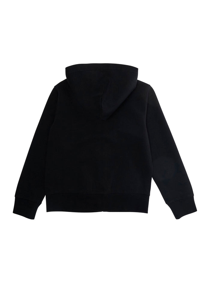 Black Hooded Sweatshirt With Pony Embroidery On The Front Cotton Boy Sweatshirts