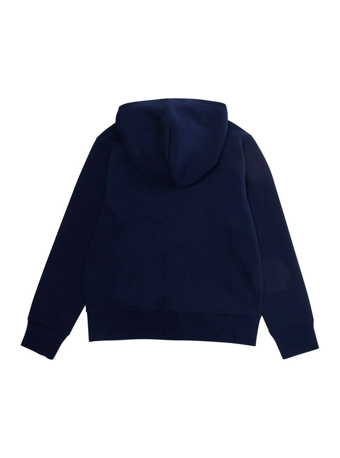 Blue Hooded Sweatshirt With Pony Embroidery On The Front Cotton Boy Blu Sweatshirts