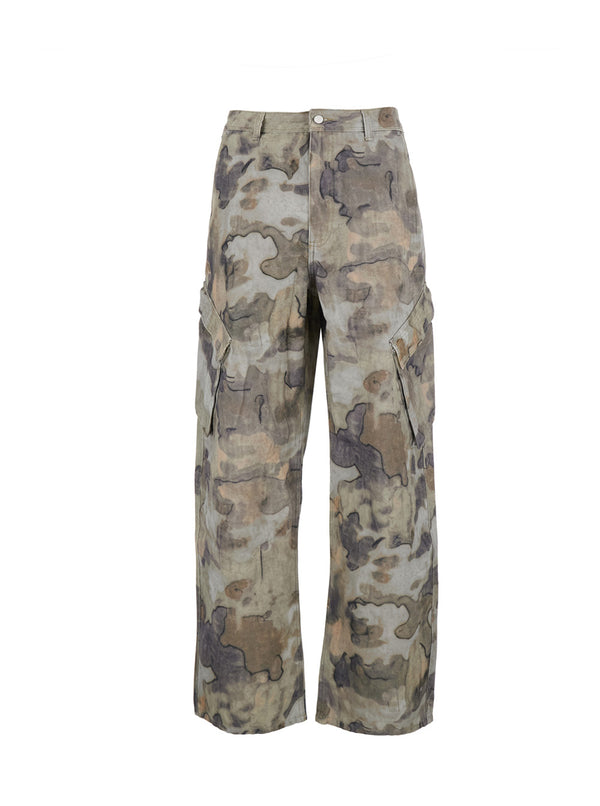 Cargo Pants Beige Tech Fabric Trousers
