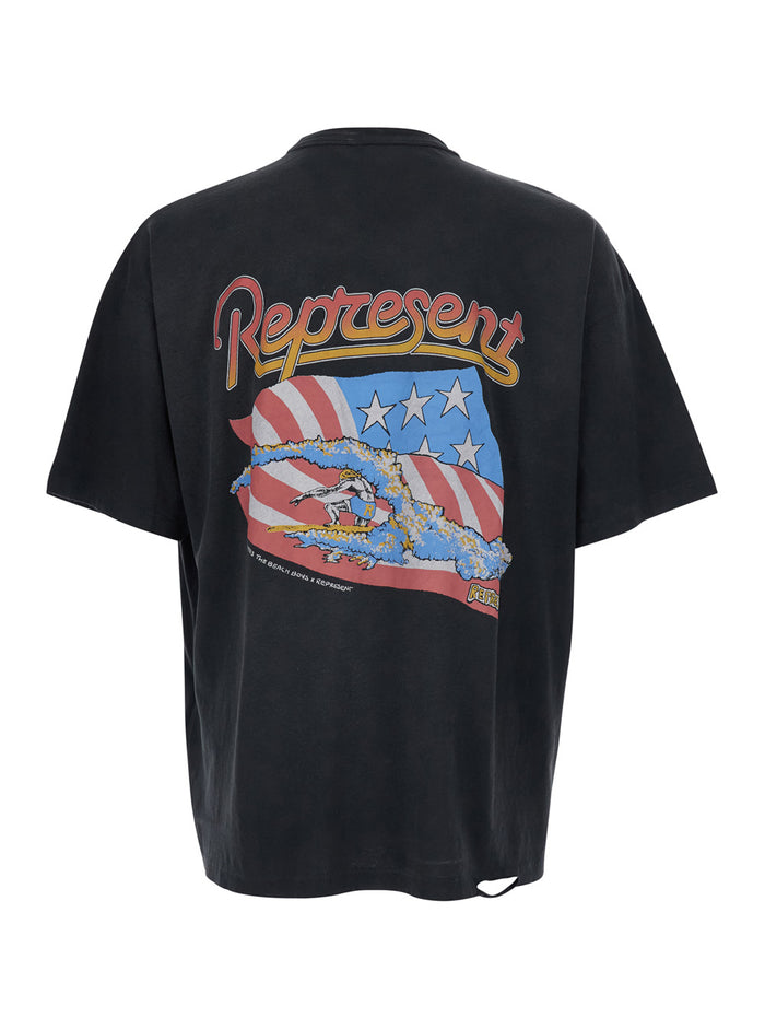 T-Shirt Beach Boys Americas Band With Crew Neck And Short Sleeves Black Cotton Unisex Tshirts Polo Shirts