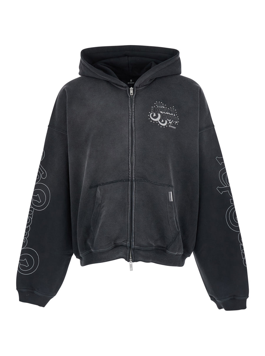 Zip-Through Hoodie Endless Summer Black Cotton Sweatshirts