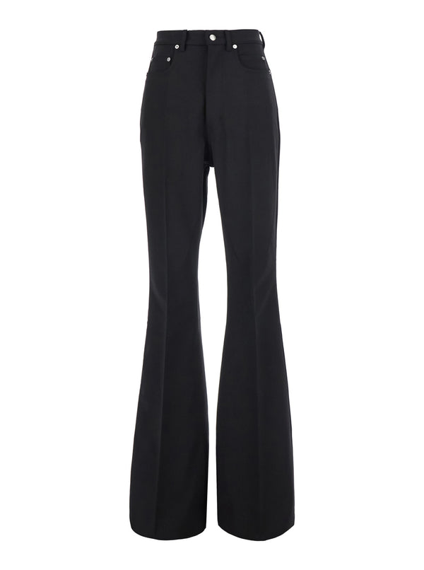 Wide Leg Trousers Bolan Bootcut Black Cotton