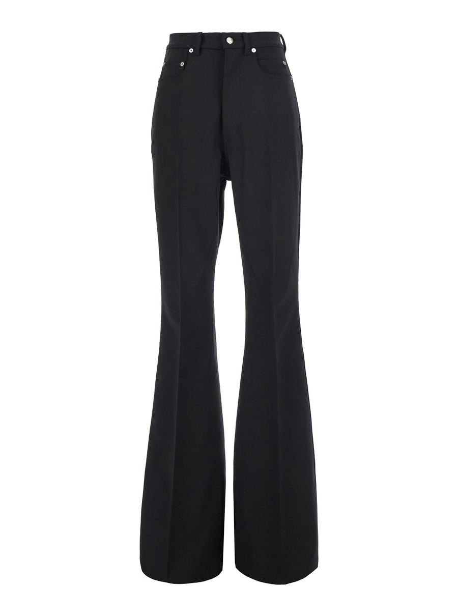 Wide Leg Trousers Bolan Bootcut Black Cotton