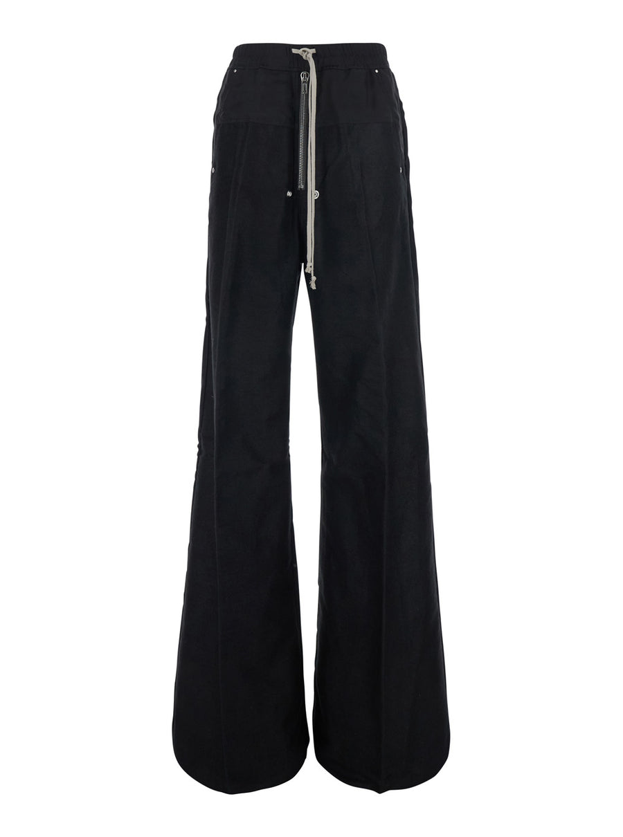 Wide Leg Tech Fabric Trousers Black