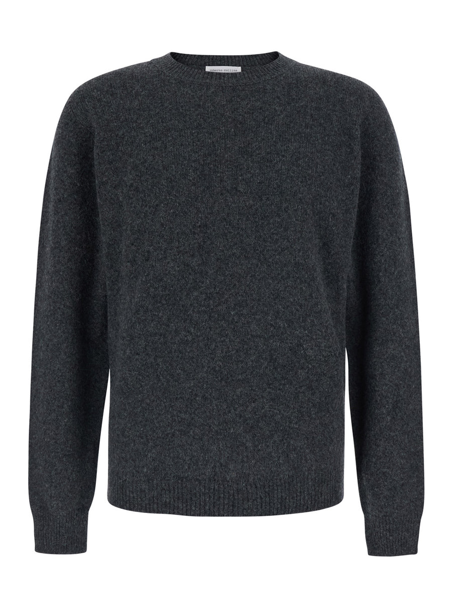 Crew Neck Wool Sweater Grey Virgin Tops