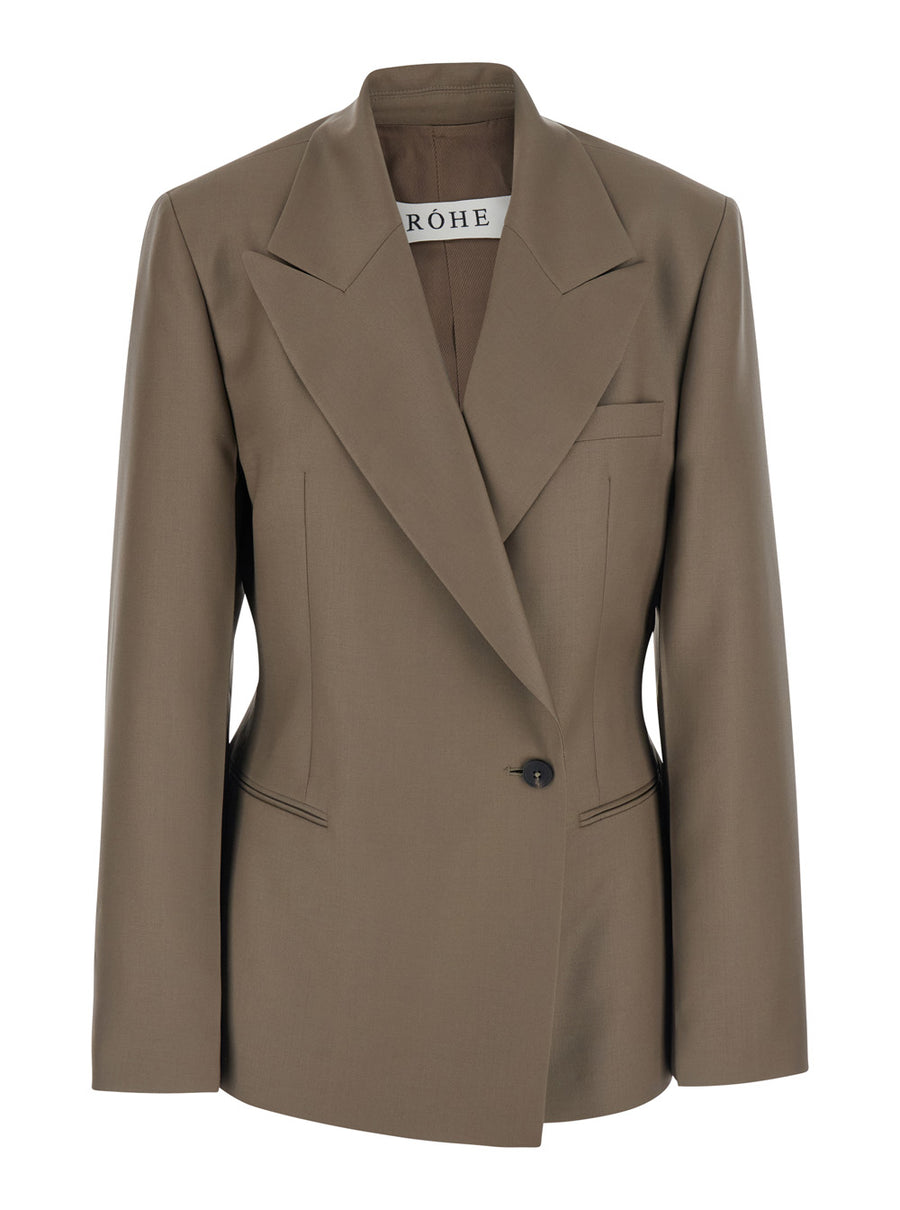 Double-Breasted Wool Jacket Brown Virgin Blazers