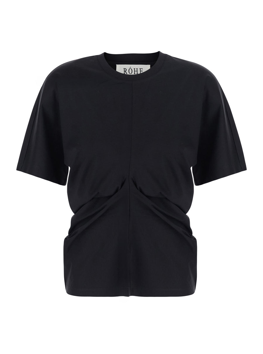 Draped Cotton Blend T-Shirt Black T-shirts & Jerseys