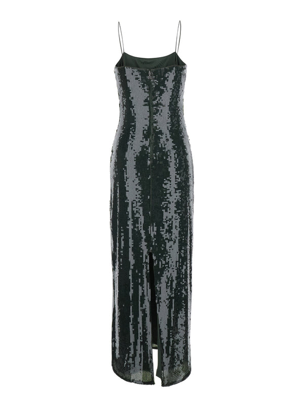 Long Sequin Dress Green Polyester (recycled)