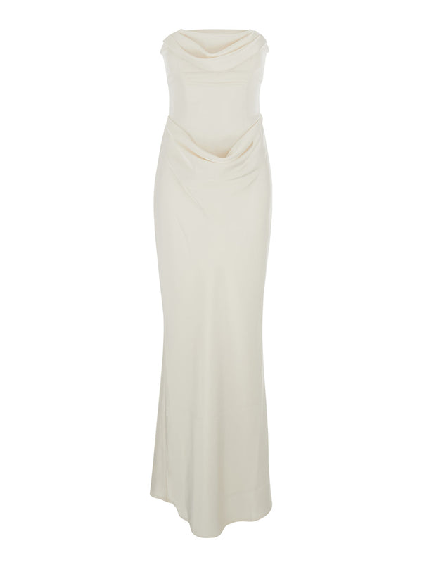 Long Sleeveless Dress White Polyester