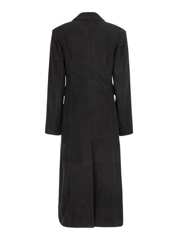 Coat Black Suede Leather
