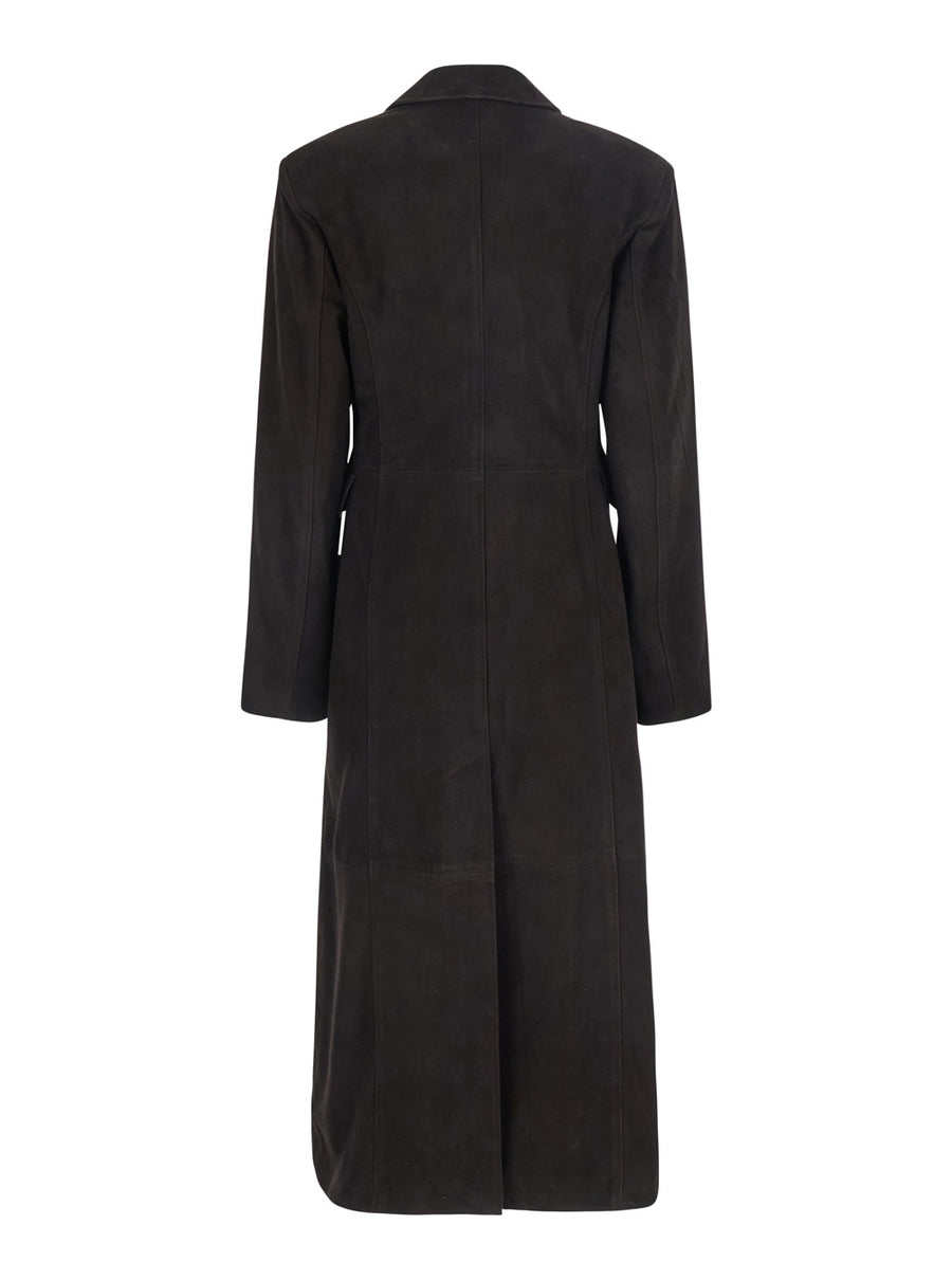 Coat Black Suede Leather