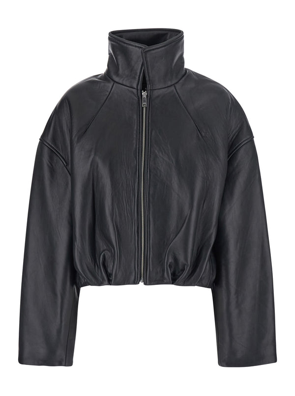 Oversized Leather Jacket Black Coat
