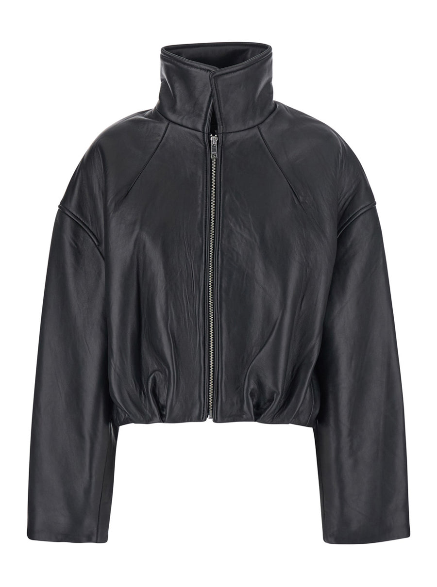 Oversized Leather Jacket Black Coat