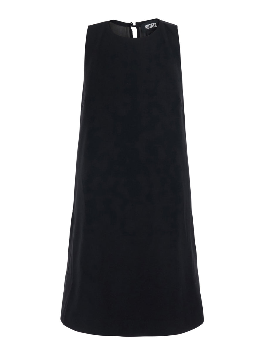 Mini A-Line Dress With Collar Black Recycled Polyester