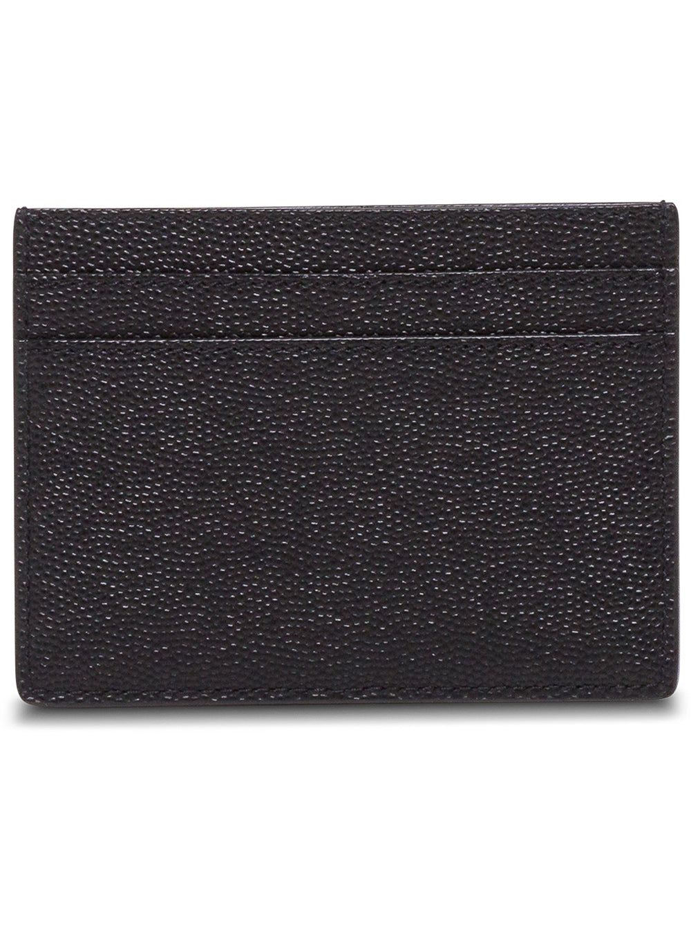 Card Holder With Logo Embossed Black Leather For Men Calf Products