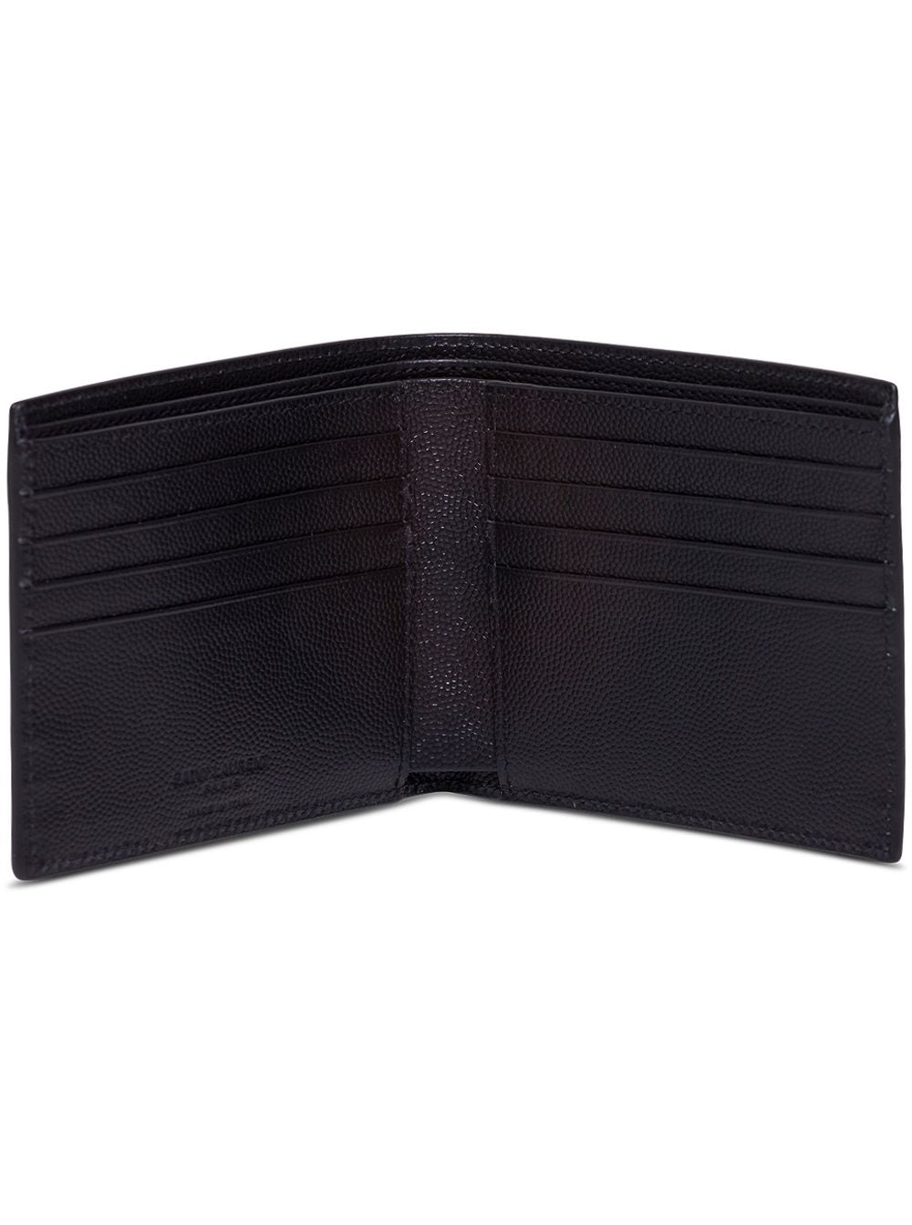 Black Leather Bifold Wallet With Saint Laurent Logo For Men Calf Products