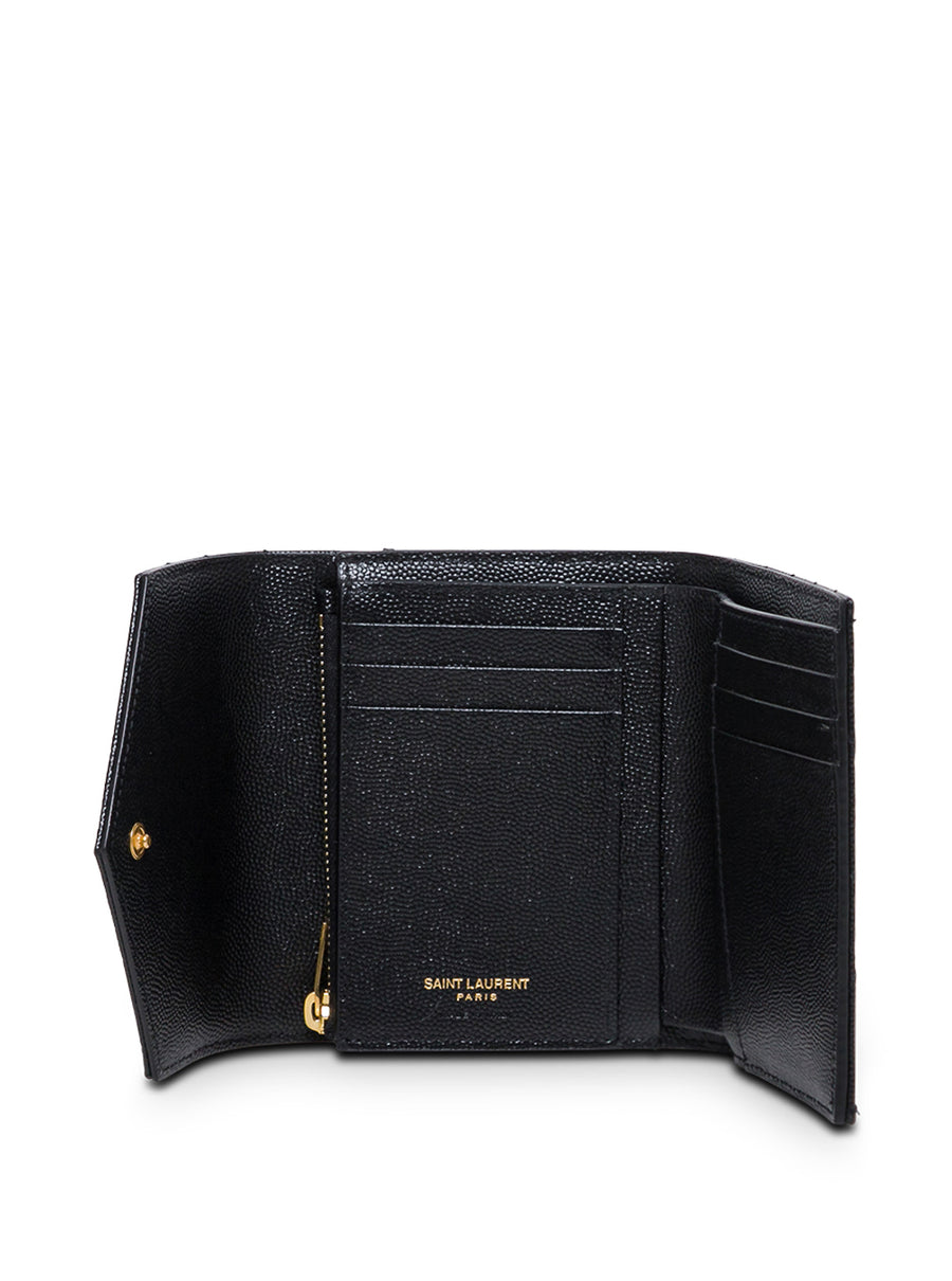 Wallet Grain De Poudre Black Leather Calf