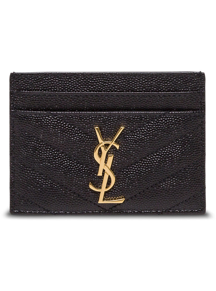 Card Holder Quilted Leather Black Calfskin Accessory