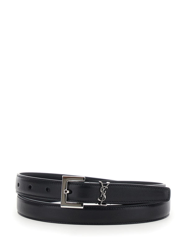 Belt Cassandre Plaque Black Leather