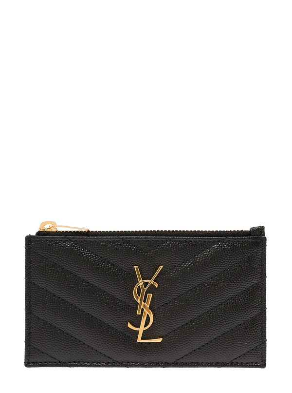 Card Holder Cassandre Crocodile-Embossed Leather Black Calfskin Accessory