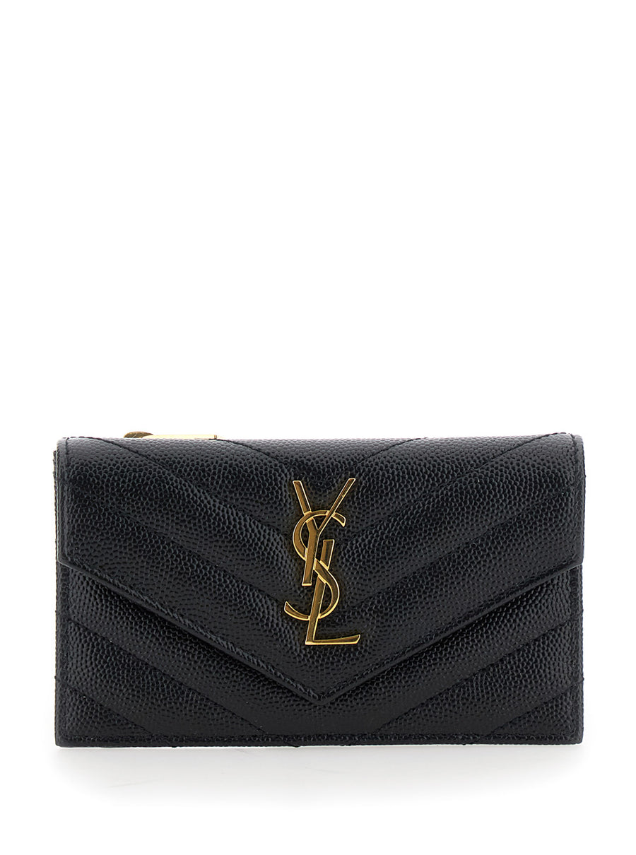 Card Holder Cassandre Crocodile-Embossed Black Calf Leather Accessory