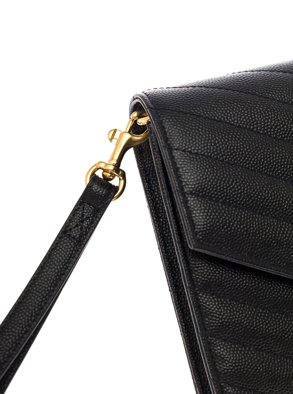 Ysl New Pouch Mono Grain De Poudre Techno Sl Black Calf Clutches And Pochettes
