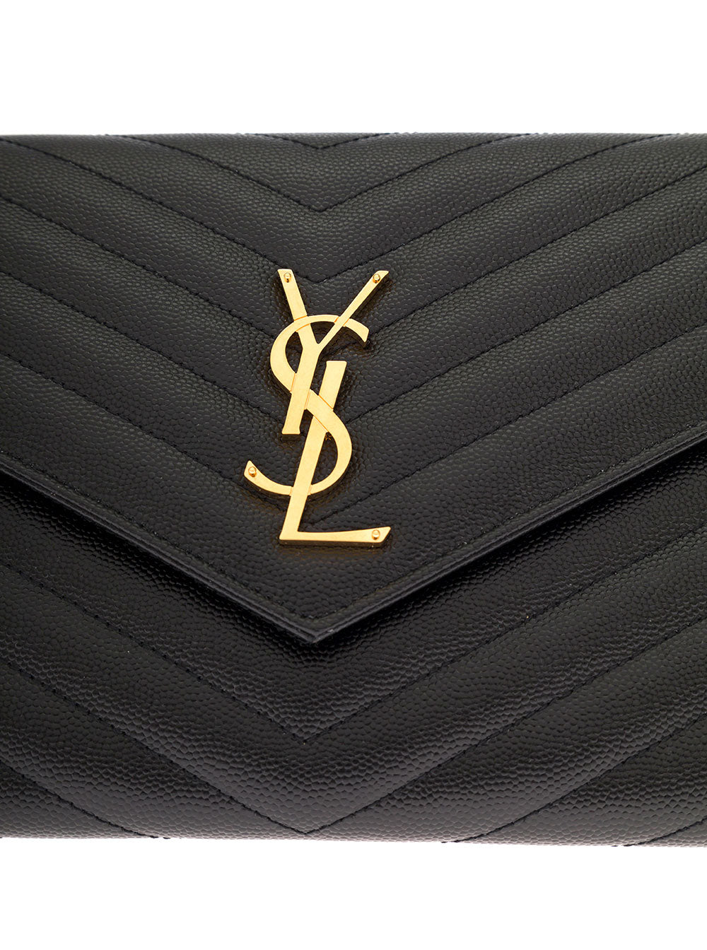 Ysl New Pouch Mono Grain De Poudre Techno Sl Black Calf Clutches And Pochettes