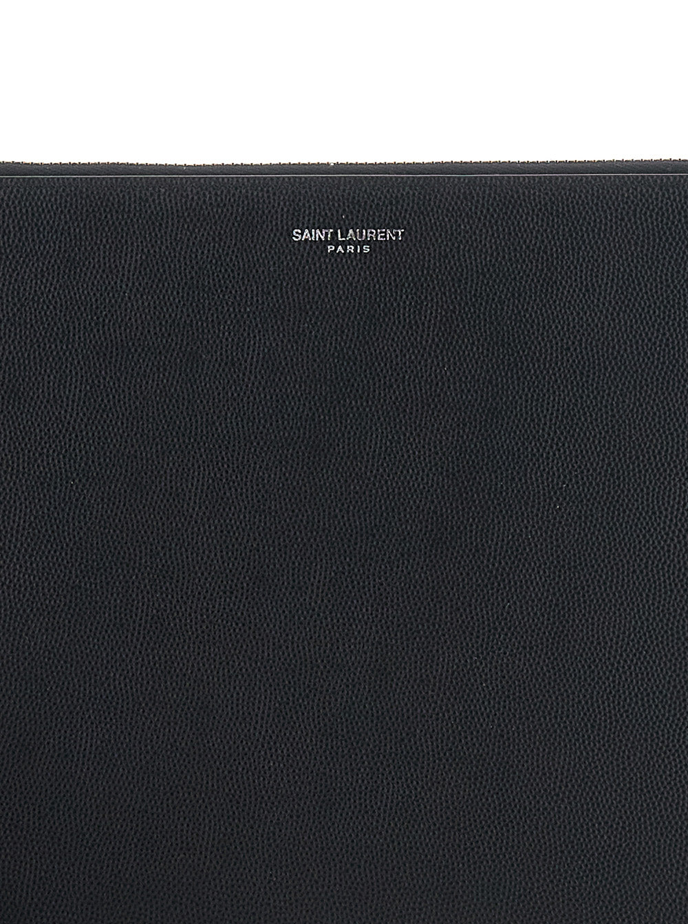 Pouch With Logo Embossed On The Front Black Leather For Men Calf Clutches And Pochettes