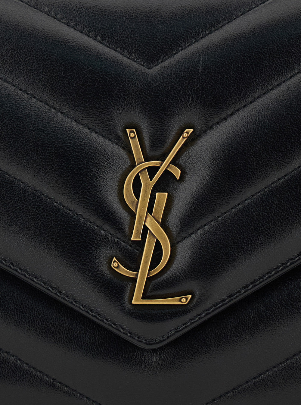 Crossbody Bag Loulou Medium With Chain Strap And Cassandre Plaque On Front Black Quilted Leather For Women Lamb