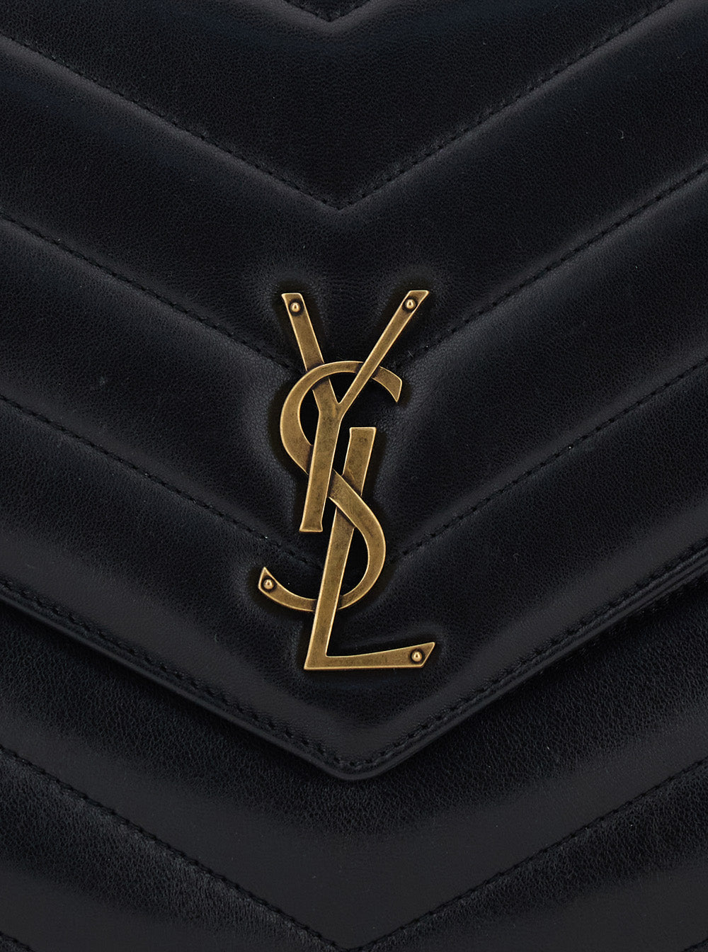Crossbody Bag Loulou Large With Sliding Chain Strap And Cassandre Plaque On Front Black Leather For Women