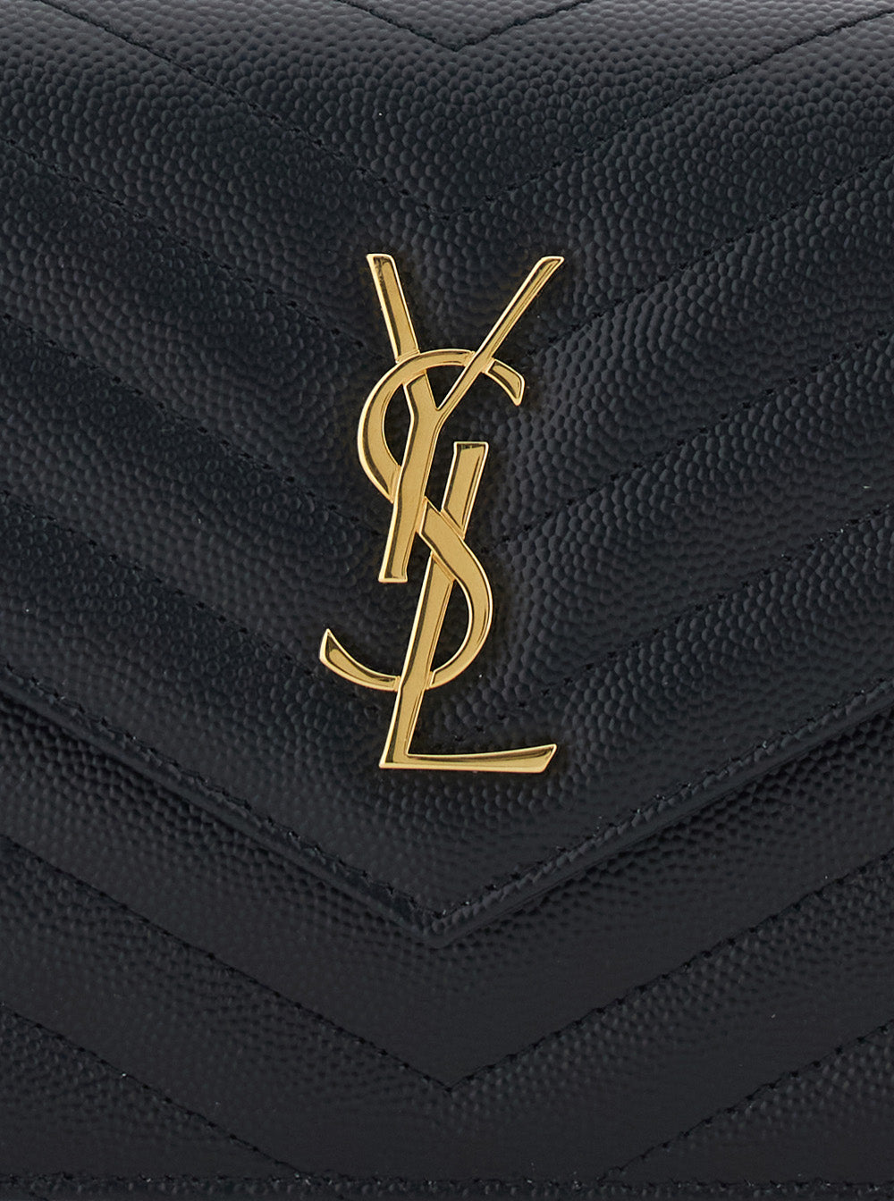 Envelope Clutch Cassandre With Chain Strap Black Leather For Women Calf Crossbody Bags