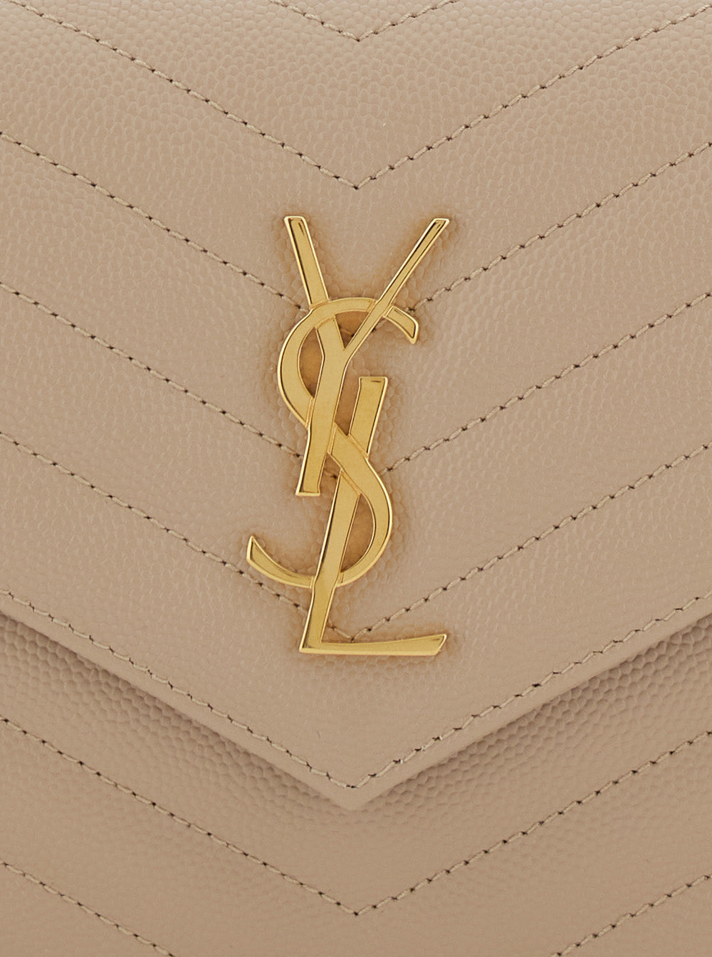 Crossbody Bag Louise With Cassandre Plaque On The Front Beige Leather For Women Calf